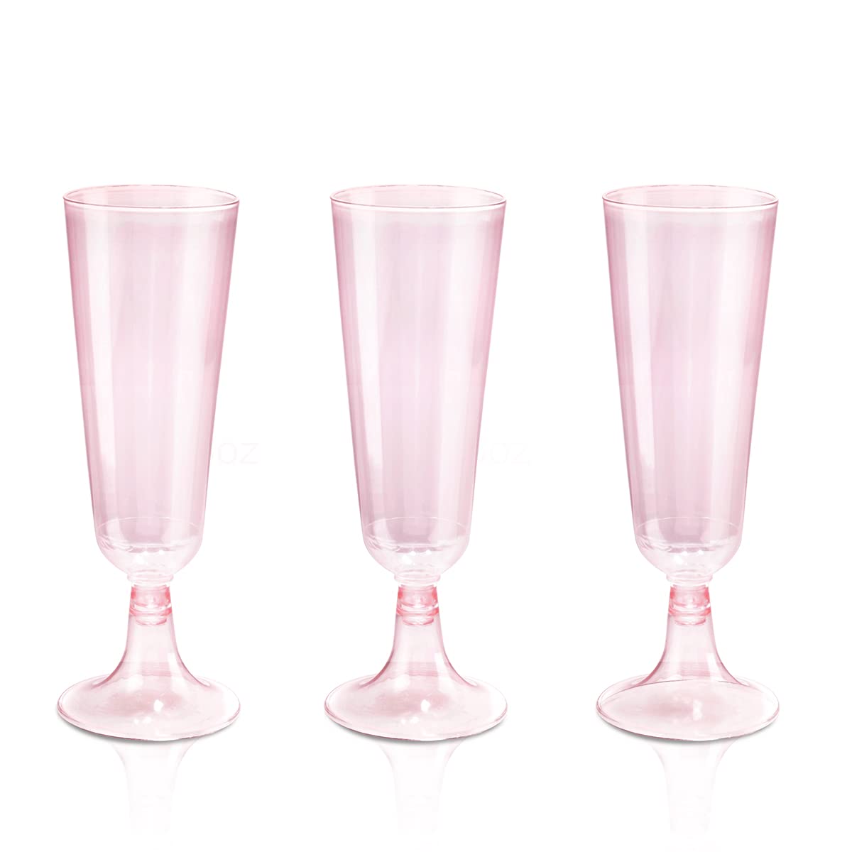 BUCLA 60 Pack Pink Plastic 5 OZ Disposable Champagne Flutes - Fancy Plastic Champagne Cups - Ideal for Parties & Weddings