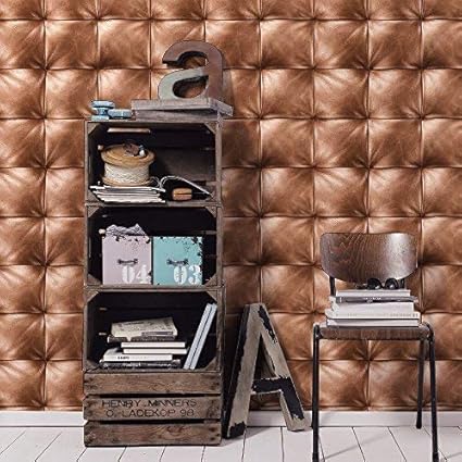 As Creation Square Pattern Faux Leather Effect Non Woven Textured