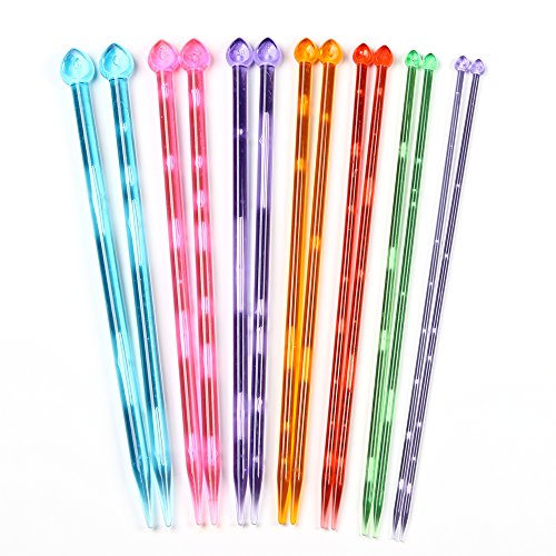 Li-start 14Pcs 7Size 10'' Random Color Plastic Single Pointed Knitting Needles