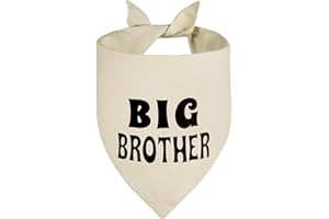 Agroon Big Brother Dog Bandana Beige Large 1PCS, Adjustable Triangle Scarf, Pregnancy Announecment, New Baby for Family.
