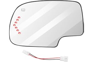 SCITOO Driver Side Mirror Glass for 2003-2007 For Cadillac Escalade, For Chevy Avalanche, Silverado Suburban Tahoe, For GMC Sierra Yukon Left Heat Mirror Glass Exterior Convex Turn Signal GM1324102