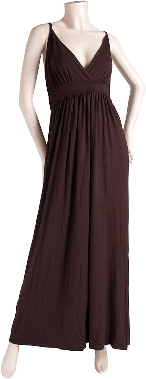 Hippie Spaghetti Strap Cocktail Maxi Long Sun Dress - JED163-Dark Brown at Amazon Womenâs 