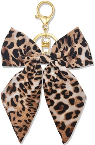 Leopard Bow Keychain for Purse Backpack Vintage Animal  display picture 2