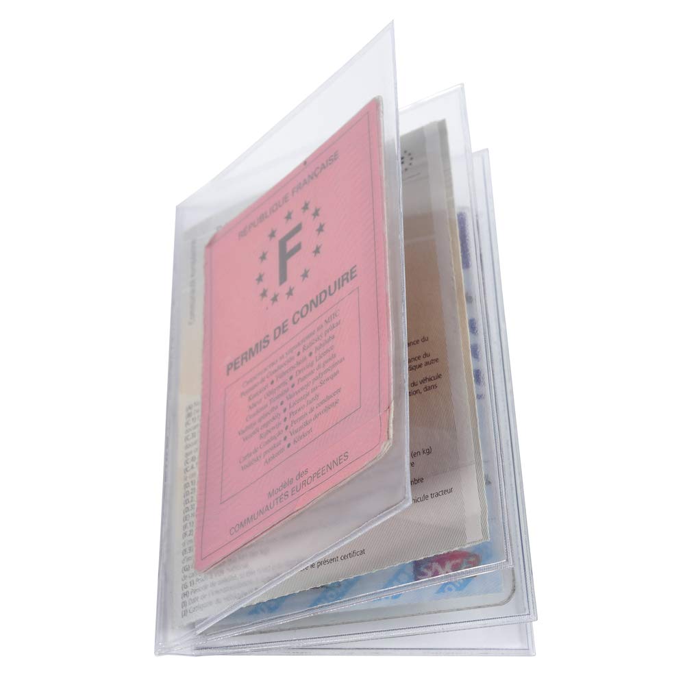 Exacompta - Ref 5396E - PVC 4-Part Protective Document Sleeve - 88 x 125mm in Size, 8 Faces Total, 2mm PVC to Withstand Everyday Use - Pack of 10 Sleeves