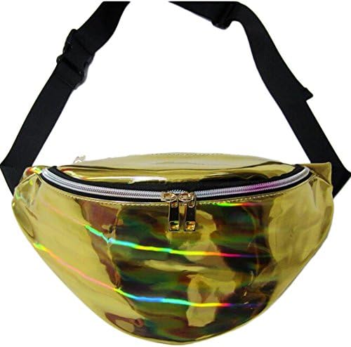 PVC Transparent Waterproof Laser Waist bag Beach Pack(13.77"X 5.11", Gold)