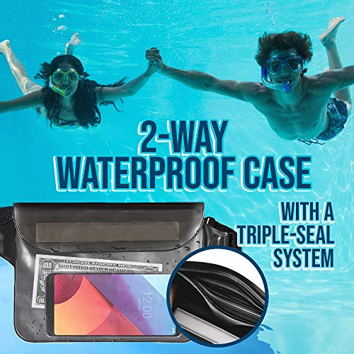 Waterproof Fanny Pack (Set of 2), Waterproof Phone Pouch Waist Bag, Dry Bag Waist Pack for Travel & Cruise Essentials, Waterproof Beach Bag, Waterproof Passport Holder, Swimming Pool Bag & Money Belt - Thumbnail 3
