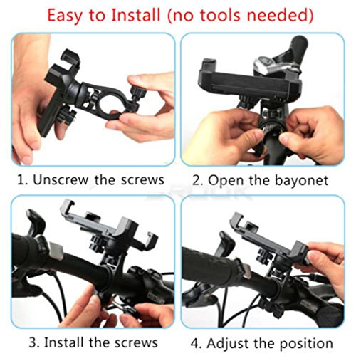 Feccile S-ports & Fit-ness Universal Motorcycle Bike Cell Phone Holder Bicycle Handlebar Mount,1Pcs (Red)