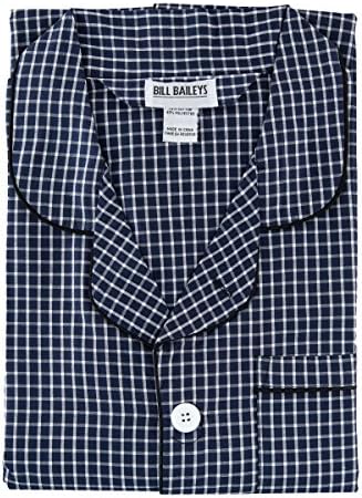 Bill Baileys Sleepwear Men's Broadcloth Woven Pajama Set (2X-Large T, Navy Checkered)