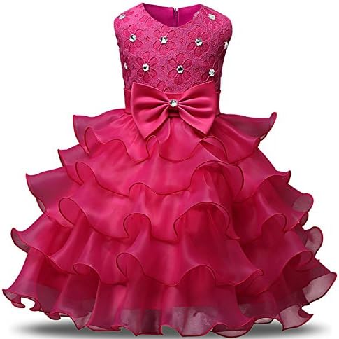 Turbomsun Little Girls' Sequinned Flower Bowknot Summer Formal Birthday Wedding Party Princess Dress.