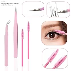 KLDKUST Stainless Steel Eyelash Extension Tweezers