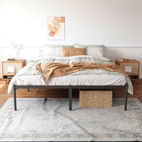 Estrutura De Cama De Metal, Não Precisa de Box Spring,Com Espaço De Armazenamen Cor Preto (QUEEN)