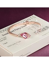 Brazalete QIANSE "Rose Lover" chapado en oro con cristales de Swarovski