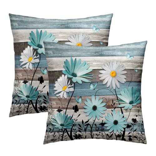 Giwawa Daisy Floral Pillow Cover 18x18 Inch