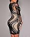 Cfanny Women's Lace Nude Illusion See Through Sleeves Bodycon Dress