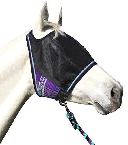 Kensington UViator Protective Fly Mask — Newest UV Solar Screen Protection with a 90% UV Rating — Double Locking CatchMask Fasteners — Non Heat Transferring Fabric (Lavender Mint, Large)