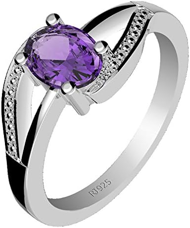 .90ctw,Genuine Amethyst 5x7mm Oval & Solid .925 Sterling Silver Rings