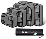 Packing Cubes-4 Set Travel Luggage Packing Organizers with Laundry Bag (Gray)
