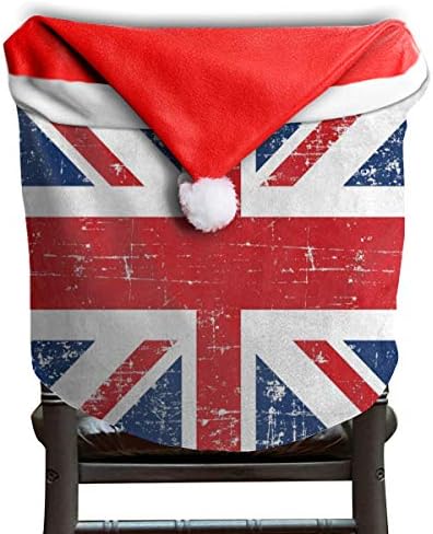 MECIKR Christmas Chair Covers Fashion Union Jack Santa Hat Seat Back Cover Decor