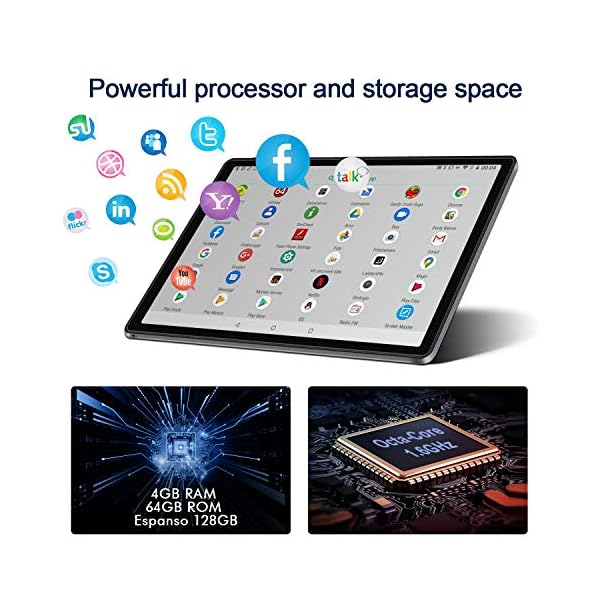 FACETEL 2022 Tablet 10 Inch Android 11 OS, Tablet with Octa-Core 4GB RAM 64GB ROM(128GB Expansion), 5G+2.4G WiFi | 5MP…