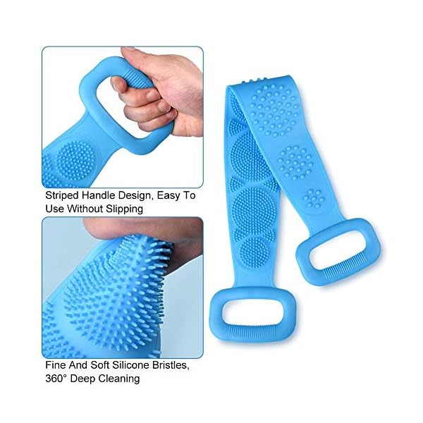 Silicone-Back-Scrubber-for-Shower-Soft-Silicone-Back-Scrubber-Brush-for-Shower-Bathing-Dual-Sided-Silicone-Bath-Body-Brush-Scrubber-with-Massage-Particles-ideal-for-Women-Men-28Inch-Blue Silicone Back Scrubber for Shower, Soft Silicone Back Scrubber Brush for Shower Bathing, Dual Sided Silicone Bath Body…