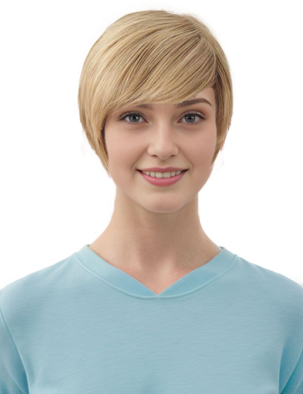 Royalfirst New Blonde Short Slight Wavy Curly Hair Wig Heat Resistant for Women Lady with Free Wig Cap