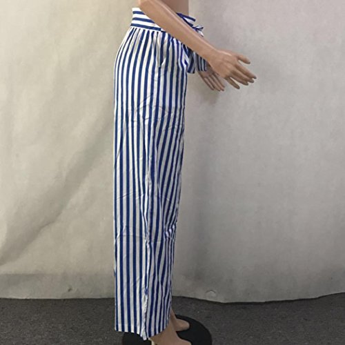 Pervobs Women Pants, Clearance! Women Casual Striped High Waist Harem Pants Loose Bandage Elastic Waist Pants (M, Blue)