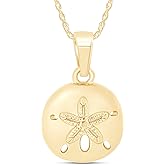 AFFY Sand Dollar Pendant Necklace for Women, 14K Gold Over Sterling Silver Ocean Beach Jewelry with 18" Rope Chain, Dainty Nautical Charm Gift