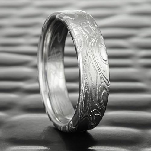 Flat Damascus Steel Wedding Band | EDDY &amp; POOLS