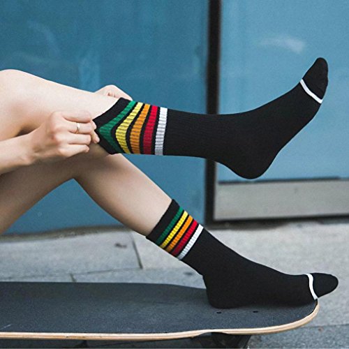 image for Tloowy Clearance! 1 Pair Women Teen Girls Fashion Rainbow Striped Prin