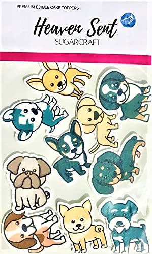 10x Dog Breed Clipart 5cm Edible Thick Wafer Card Standing Cupcake Toppers Birthday Party Cake Decorations Easy to cut