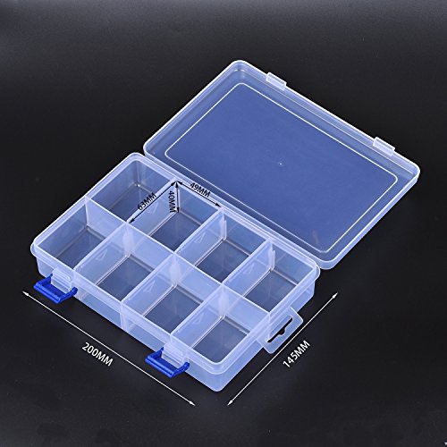 Pack of 4 Plastic Storage Box with Adjustable Dividers for Beads, Jewelry,Tools and Fishing Lures(2pc Organizer Box with 24 Grids & 2pcs Box with 8 Grids)