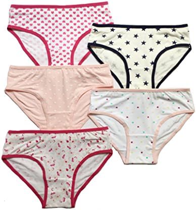 Jimonda Girl's Cotton Panties Stretchable Underwear Cotton Briefs 5 Pack Assorted