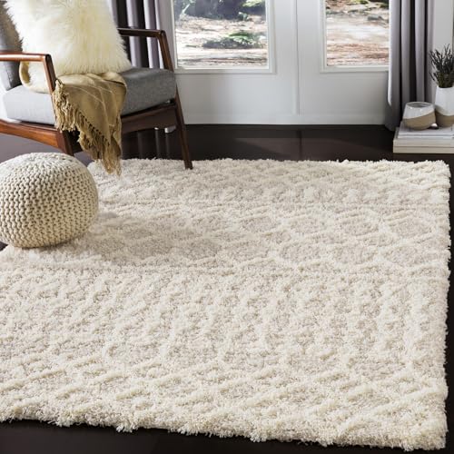 Livabliss Dubai Shaggy Rug, Bedroom – 200x290 cm, Cream & Light Beige