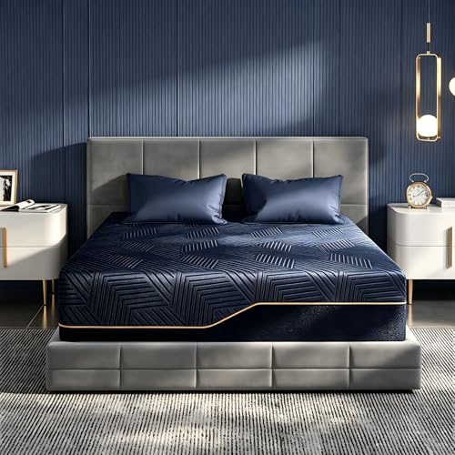 LOKOOY Colchón de Memory Foam 28cm, Colchones Matrimoniales con Gel de Enfriamiento, Colchon Firmeza Media en Caja, Alivio de Presión, Sin Fibra de Vidrio (Matrimonial)
