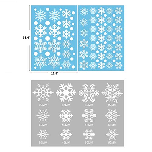 AMS 202 Pieces Christmas Decoration Baubles Sleigh Snowflake PVC Window Clings Decals Wall Stickers Oenaments for Home, Office, New Year, Christmas Party Supplies