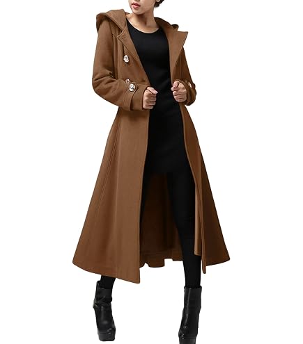 Amazon.com: PENER Women's Charming Long Wool Trench Coat Winter