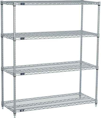 Nexel 24"" x 30"" x 86"", 4 Tier, NSF Listed Adjustable Wire Shelving, Unit Commercial Storage Rack, Silver Epoxy, Leveling feet (24308EP)