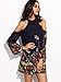 Milumia Navy Flower Print Keyhole Halter Neck Cold Shoulder Dress Large Navy
