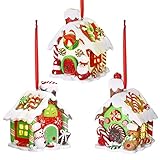 3 Pieces Gingerbread House Ornaments Glitter