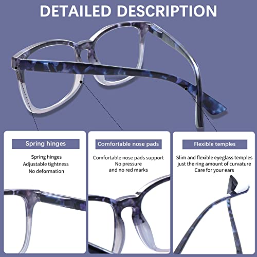 VIDEBLA 5 Pack Blue Light Blocking Reading Glasses,Spring Hinge Computer Readers for Women Men,Anti UV Ray Filter Nerd Eyeglasses(Mix-2, 2.00)