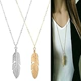 Dongtu Women Jewelry Feather Pendant Chain Necklace Long Sweater Chain Statement Jewelry Jewelry Sets