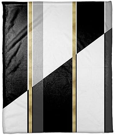 Black and White Inversed with Gold Throw Blanket