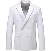 MOGU Men's Double-Breasted Suit Blazer Slim Fit Solid Color Sport Coat Jacket for Business, Wedding, Prom & Formal Events