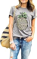 ZAWAPEMIA Women's Pineapple Printed Tops Funny Juniors T Shirt Short Sleeve Tees S Gray