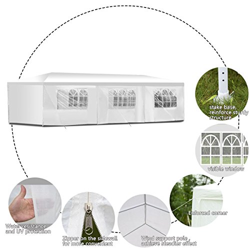 oldzon 10'x30' Canopy Party Wedding Tent Heavy Duty Gazebo Cater Event W/Side Walls with Ebook