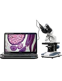 AmScope 40 x  2500 X Microscopio Compuesto Binocular W 3d etapa Digital LED + 5 MP USB cámara