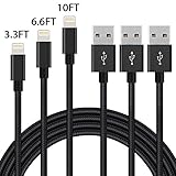 tengsu QQ13 Lightning Cable iPhone Cable Charger Nylon Braided Cable, Compatible with iPhone 7/7 Plus/6S/6S Plus/6/6 Plus/5/5S/5C/Se/iPad and IPod, IOS Devices - 3 Piece