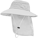 Sun Hats for Men Women, UPF50+ Protection Safari Hat,Wide Brim Fishing Hat with Neck Flap,Bucket Hats for Beach Hiking