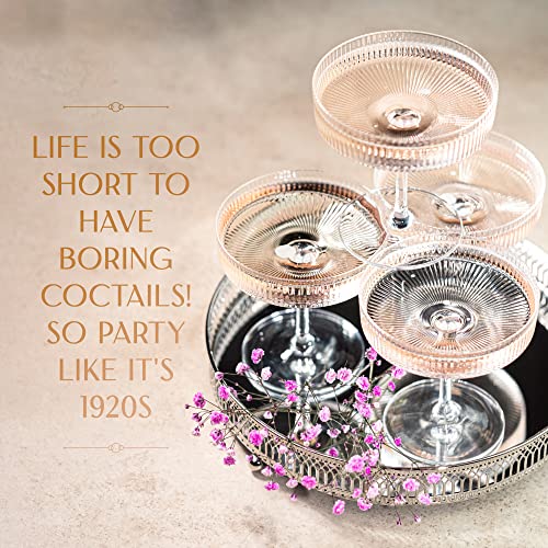 Vintage Art Deco Coupe Glasses Set of 4 7 oz Classic Cocktail