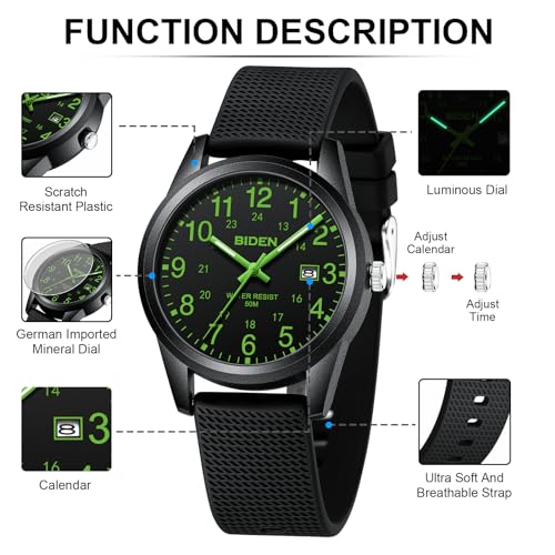 LN LENQIN Mens Watches Analog Quartz Sports Unisex 30M Waterproof Nurse Watch for Men Women Medical Professionals Military Time with Second Hand Glowing Easy to Read Dial